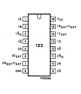 74HC123D Pin Configuration