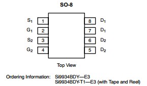 SI9934BDY-T1-GE3 pin connection