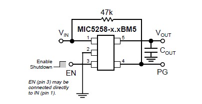 MIC5258-3.3BM5 pin connection