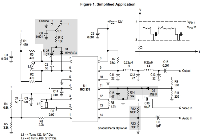 MC1374P pin connection