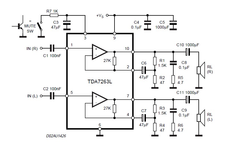TDA7263L pin connection