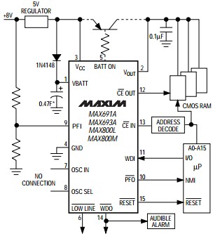 MAX691ACSE typical operating circuit