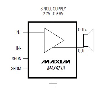 MAX9718DETB+T pin connection