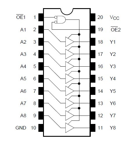 TC74LCX541FT pin connection