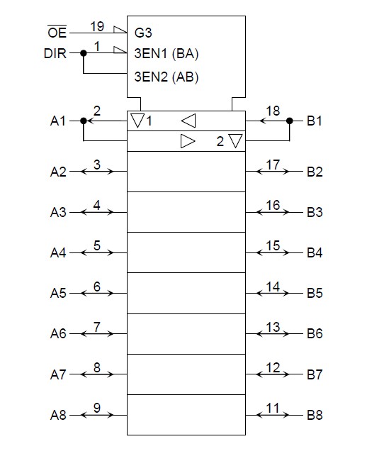 TC74LCX245FT pin connection