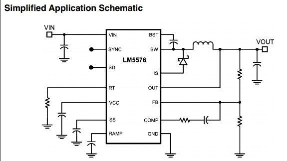 LM5576MHX simplified application schematic