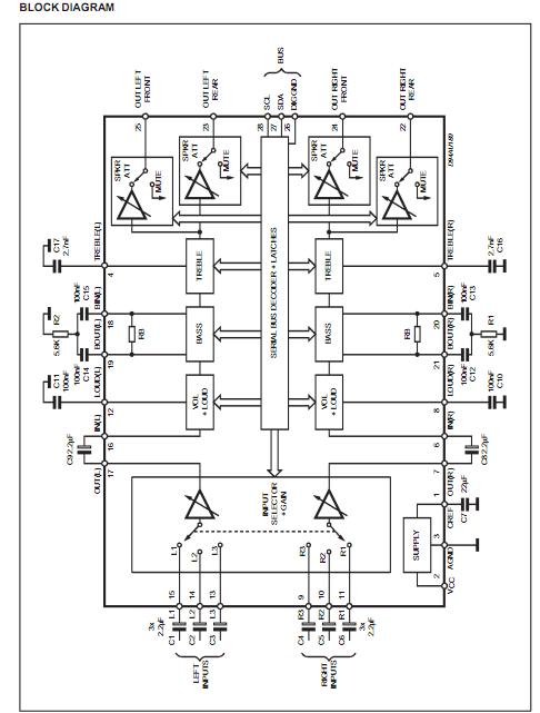 TDA7313D pin connection