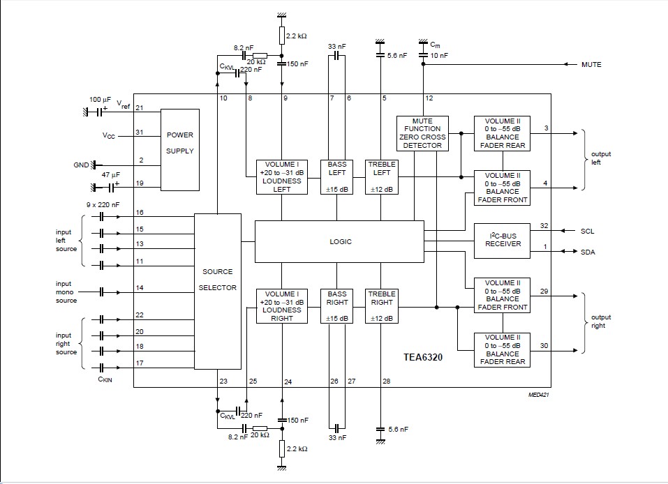 TEA6320T pin connection