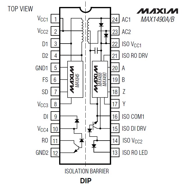MAX1480CEPI+ pin connection