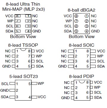 AT24C16BY6-YH-T pin connection