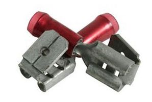160834-2 - TERMINAL PIGGYBACK DISCONNECT 6.35MM RED detail