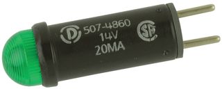 507-4860-3732-500F - INDICATOR, LED, GREEN, 50MCD, 14VDC detail